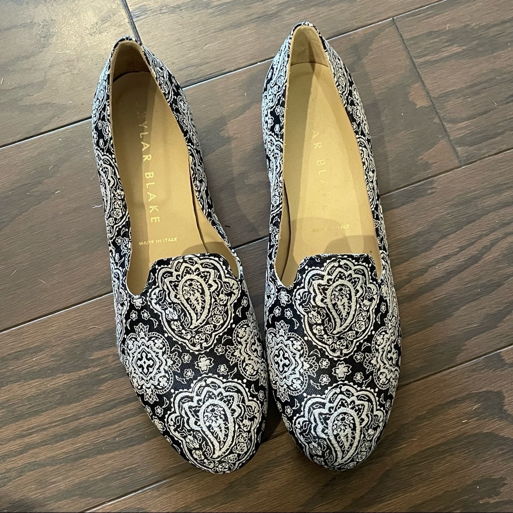 SKYLAR BLAKE Tapestry floral fabric Loafers Cuoio Ecologico size 9.5
